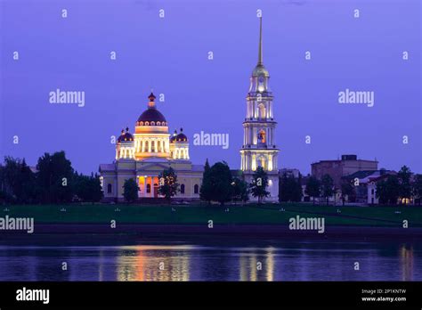 Ancient Transfiguration Cathedral In July Twilight Rybinsk Russia