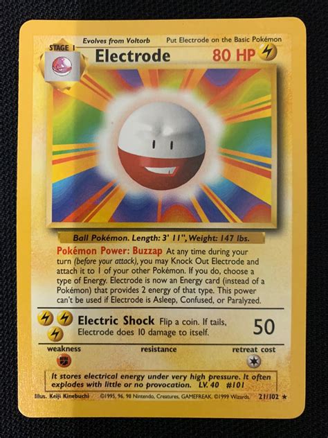 Pokémon TCG Base Set rare Electrode non holo Moderately Played