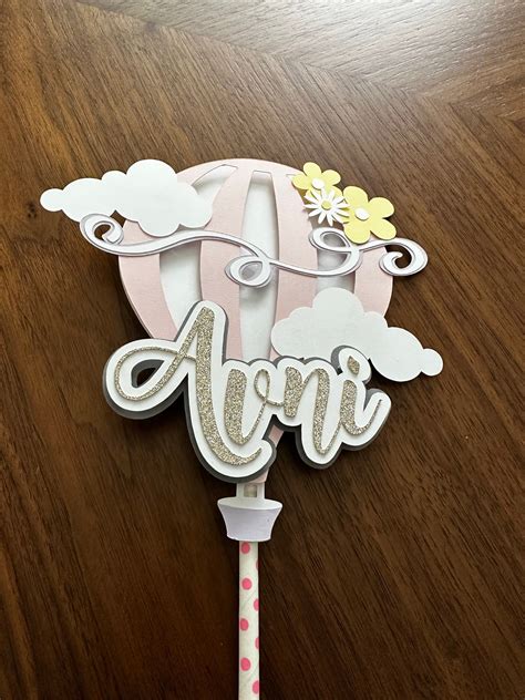 Custom Hot Air Balloon Birthday Cake Topper Baby Shower Cake Topper First Birthday Cake