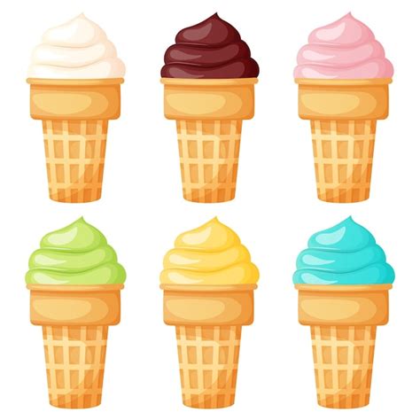 Premium Vector Collection Of Ice Cream In A Waffle Cup