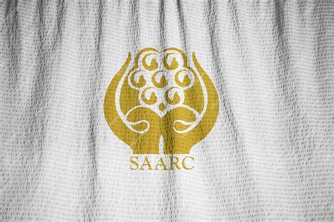 Premium Photo Closeup Of Ruffled Saarc Flag Saarc Flag Blowing In Wind