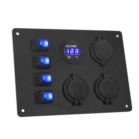 Gang V Switch Panel Rocker Usb On Off Toggle Marine Boat Truck