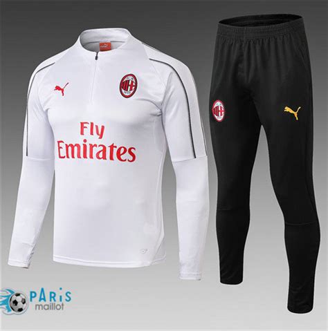 Survêtement Foot AC Milan Veste Blanc 2018 19 MaillotParis