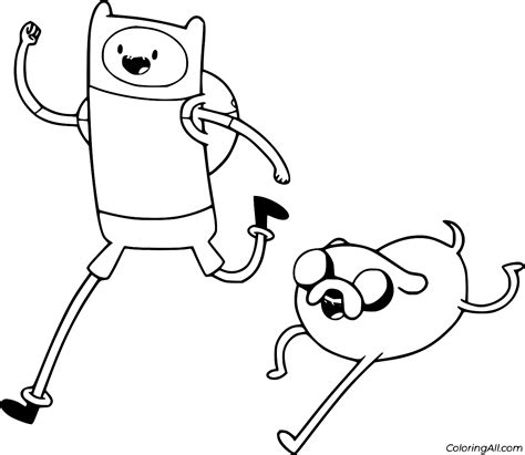 Finn And Jake Running Coloring Page Coloringall