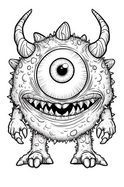 Un Monstre De Dessin Anim Avec Des Cornes Et De Grands Yeux Ai