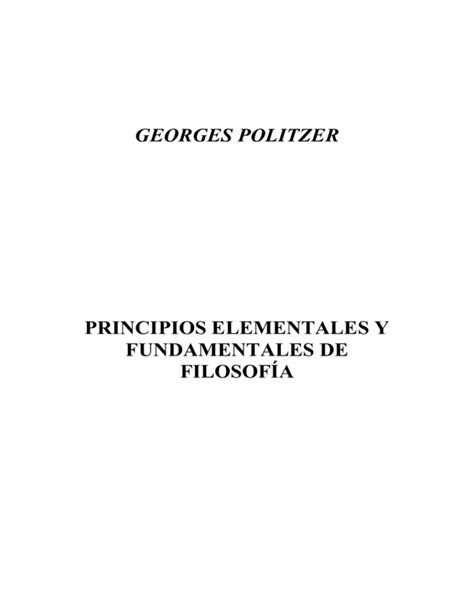 georges politzer principios elementales y fundamentales de filosofía