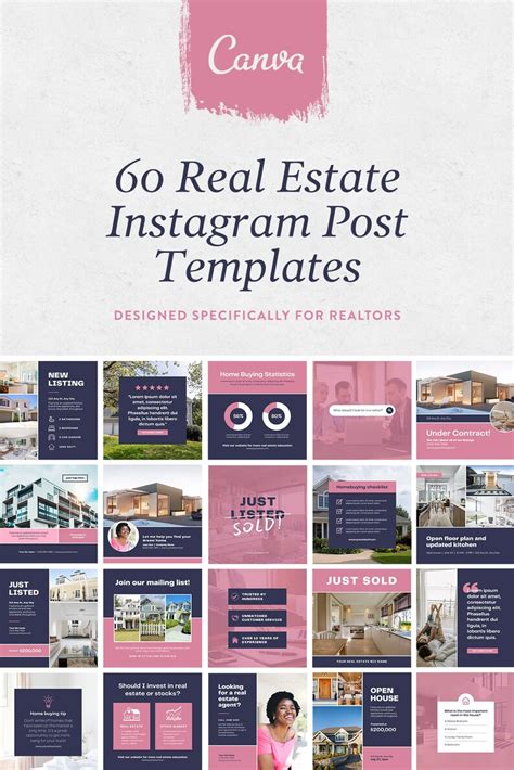 Real Estate Instagram Templates Canva Template Bundle Instagram Post