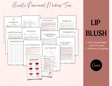 Pmu Lip Blush Consent Form Consultation Editable Pmu Lip Blush Client