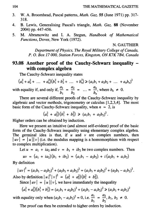 9308 Another Proof Of The Cauchy Schwarz Inequality With Complex