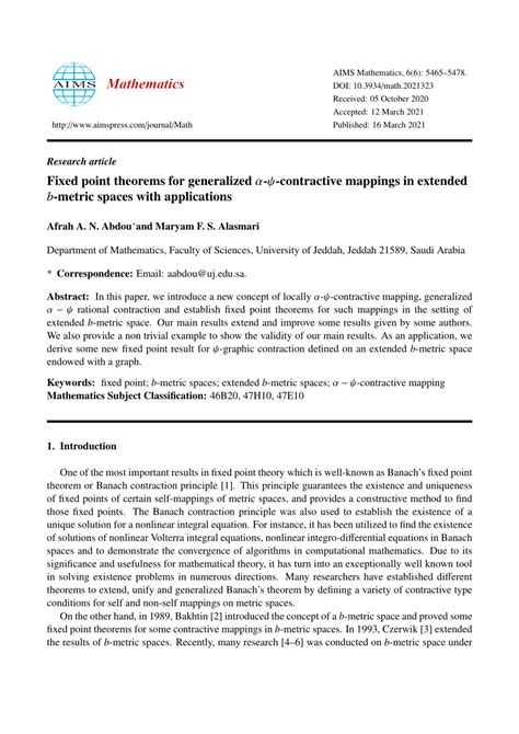 Pdf Fixed Point Theorems For Generalized Alpha Psi