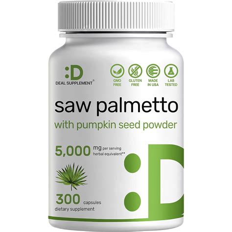 Deal Suplement Saw Palmetto 5 000 Mg 500 Mg Extracto 50 Mg Semillas