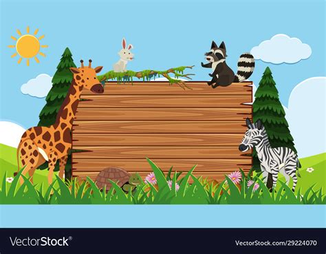 Border template with wild animals in background Vector Image