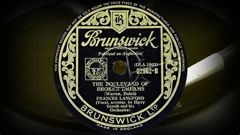 THE BOULEVARD OF BROKEN DREAMS FRANCES LANGFORD Accomp By Harry