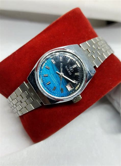 Jam Tangan Nikko Manual Winding Swiss Vintage Blue Dial Ladies Series Fesyen Wanita Jam Tangan