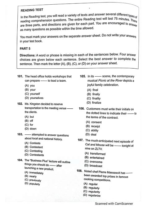 Toeic Reading Test With Answers Pdf 2024 Ros Leoine