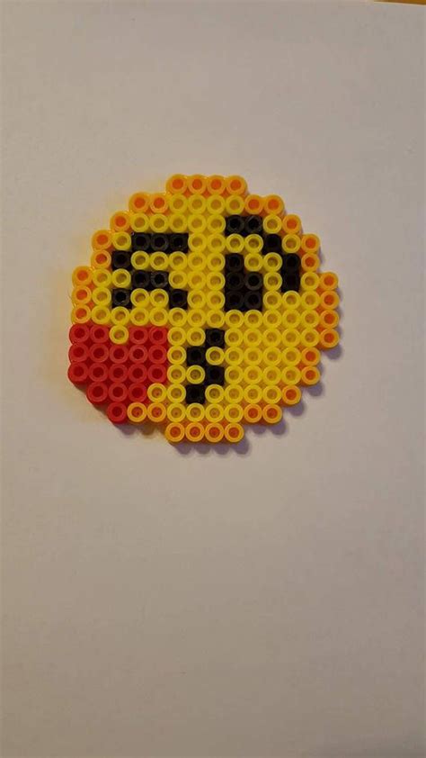 A Kissing Emoji Hand Made With Perler Hema Beads Iron Beads