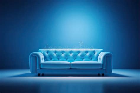 Modern Minimalist Interior with an Armchair on Empty Blue Color Wall ...