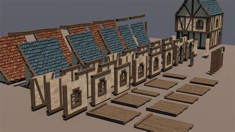 3d Model Stylized Medieval House Modular Pack Standard Vr Ar Low