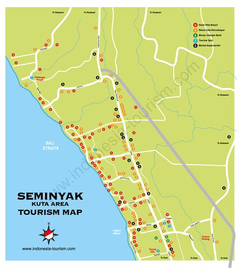 Kuta & Seminyak Bali Map - Bali Island , Indonesia Tourism Maps