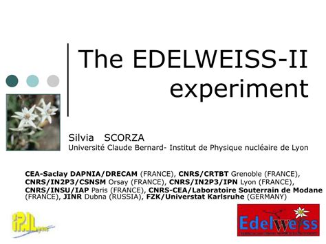 Ppt The Edelweiss Ii Experiment Powerpoint Presentation Free