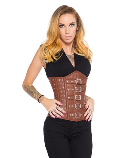 Kathy Brown Leather Underbust Steel Boned Corset Glamorous Corset