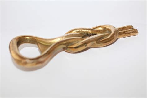 Vintage Brass Bottle Opener Nautical Barware Sailors Square Knot