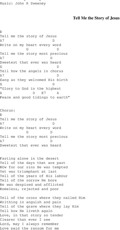 Tell Me The Story Of Jesus Christian Gospel Song Lyrics And Chords