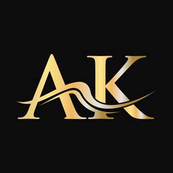 Monogram Letter Ak Logo Design Royalty Free Vector Image