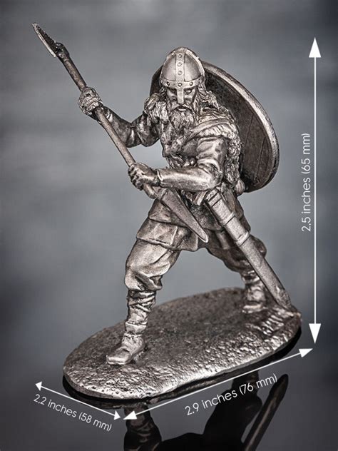 Viking With Ax And Shield Viking Miniature Tin Metal Figurine Etsy