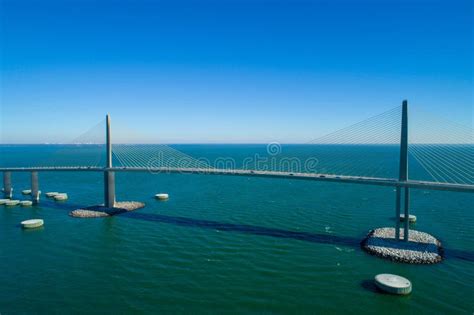 Sunshine Skyway Bridge Tampa Shot With A Drone Stock Image Image Of