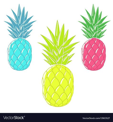 Colorful Cartoon Pineapples Vector Image On Vectorstock Pineapple