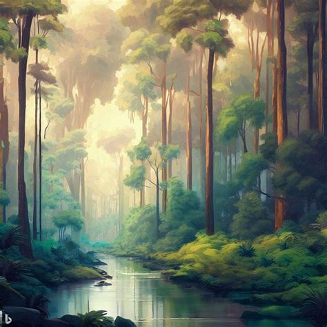 A serene forest landscape art print , forest bedroom aesthetic