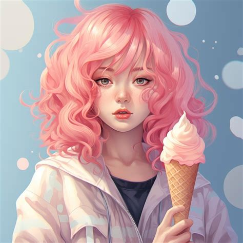 Premium Photo Ice Cream Cone Japanese Anime Illustration Art Style