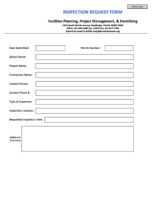 Fillable Online INSPECTION REQUEST FORM Permitting Fax Email Print