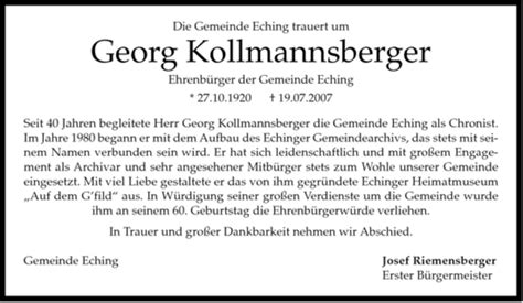 Traueranzeigen Von Georg Kollmannsberger Trauer Merkur De