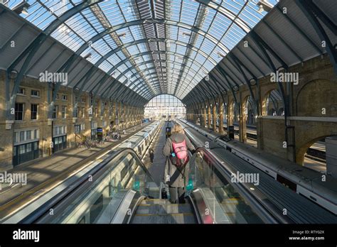 Kings Cross Station Escalators Stock Photo Alamy