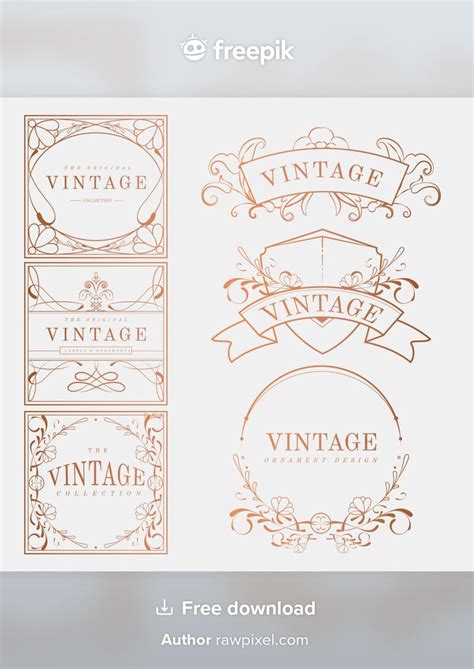 Luxurious Vintage Art Nouveau Badge Vector Set