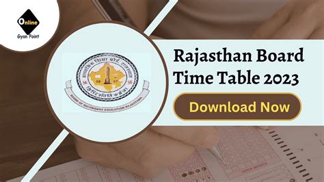 Rajasthan Board Time Table 2023 Rbse 10th 12th Exam Date Sheet Pdf