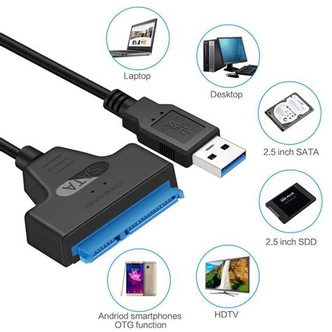 Cable Usb 30 A Sata 22 Pin 25 Pulgadas Adaptador De Disco Duro Ssd
