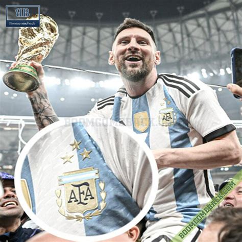 Argentina 3 Stars Lionel Messi Home Jersey Shirt - Boomcomeback