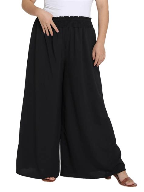 Women Plus Size Palazzo Pants Wide Leg High Waist Casual Lounge Pant