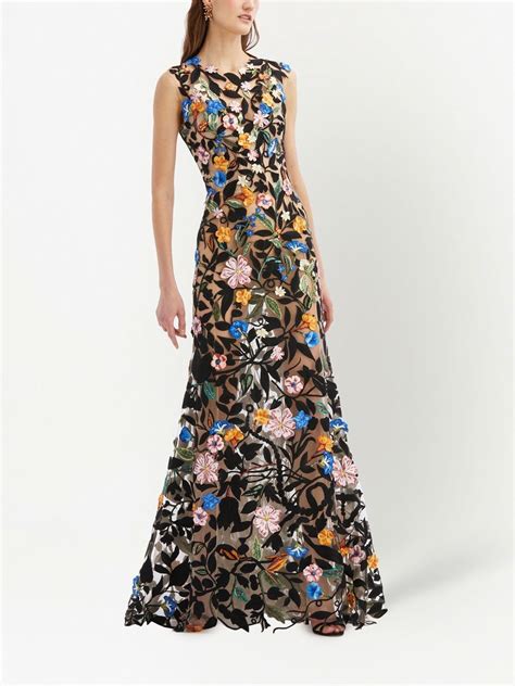 Oscar De La Renta Floral Appliqué Strapless Maxi Dress Farfetch