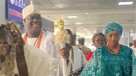 Adorable Moment Olori Aderonke Welcome Ooni Of Ife Back From Uganda