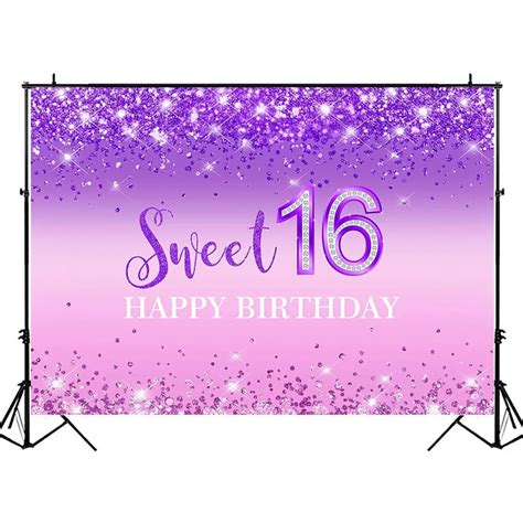 Sweet 16 Happy Birthday Backdrop Photography Girl 16th Birthday Party