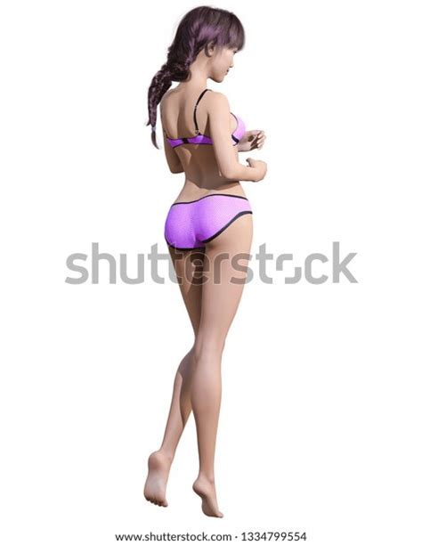 3d Beautiful Summer Beach Woman Swimsuit Stock Illustration 1334799554