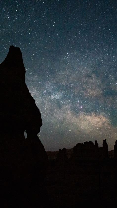 Rocks Milky Way Silhouette Night Stars Glare Blue Sky Dark Background 4k Hd Dark Background