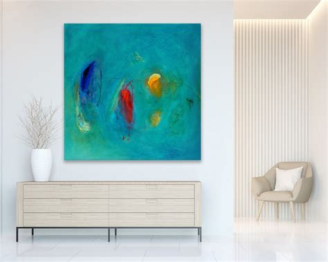 Large Abstract Print Giclee Teal Blue Minimalist Print - Etsy