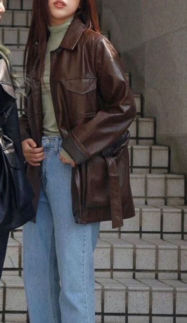 Brown Oversized Leather Jacket 90 S Leather Jacket Y2k Leather Jacket