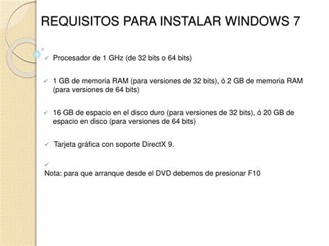 Ppt Requisitos Para Instalar Windows 7 Powerpoint Presentation Free