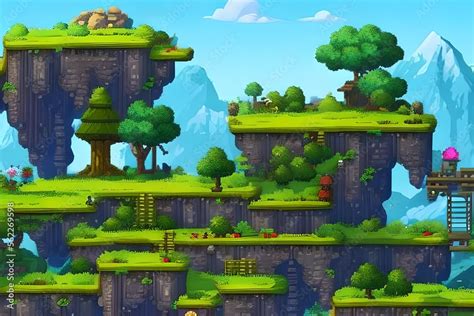 Game Background Flat Style 2d Game Background Wallpaper Stock